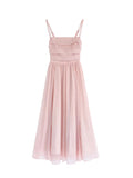 ZJKRL -  Spring Summer New Satin Midi Spaghetti Strap Dresses for Women Pink Dress Wedding Evening Party Dress Prom Robe Vestidos