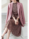 Zjkrl - Floral Printed Midi Dress for Women 2023 Spring Autumn Fashion Ruffled Collar Long Sleeve Belted Vintage Elegant Dresses