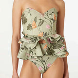 ZJKRL  -  Ruffled Floral Print Split Swimsuit Bikini Woman Feminino Beach Wear Designer Fashion Pieces for Elegance Luxury Slim Fit