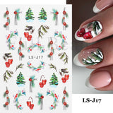 Zjkrl - Christmas Nail Sticker 3D Reflective Shiny Glitter Gold Silver Snowflake Elk Bells Decal Slider For Manicure Decoration NLLS-J24