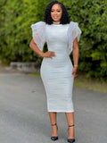 ZJKRL -  Elegant Dresses for Women Ruffle Sleeve Dress Knee Length Wave Print Sexy Summer Light Dress Birthday