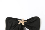 ZJKRL -  Puss Starfish Metal Women 2 Piece Set Summer Vacation Beach Jacquard Strapless Tops+Skirt Elegant Matching Clubwear Suit