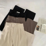 Zjkrl  - holiday outfits High Waist Women Suit Pants Fall Straight Office Ladies Korean Fashion Trousers Casual Button Loose Female Black Pants New