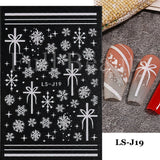 Zjkrl - Christmas Nail Sticker 3D Reflective Shiny Glitter Gold Silver Snowflake Elk Bells Decal Slider For Manicure Decoration NLLS-J24