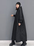 Zjkrl - 2023 Autumn Winter New Leisure Jacquard Craft Hooded Dress Women Pure Color Large Size Pullover Dress Black