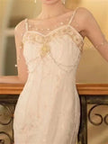 Zjkrl  -  holiday outfits Woman Party Backless Lace Runway Sleeveless Sexy Boho Embroidery Summer Vintage Dresses Dress Beach Sundress Women