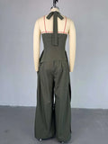 ZJKRL -  Elegant Formal Jumpsuits Women Halter Neck Full-length Jumpsuit Sexy One-piece Outfit High Waist Female Sleeveless Long Jumpsuit