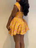 ZJKRL -  Short Sexy Women Dresses A Line High Waisted Short Summer Dress Square Collar Elegant Sweet Lady Dresses