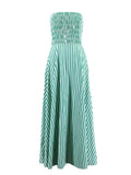 Zjkrl  -  Green Stripes Summer Maxi Dress Women Tube Long Beach Dress Off Shoulder Backless Casual Fashion Stripe Summer Dress