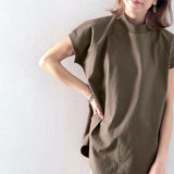 Zjkrl  -  Summer New T Shirt Women Half High Collar Short Sleeve Loose Pullover Tee Japanese Simple Solid All-match Casual Tops
