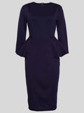 ZJKRL  -  Women O Neck Full Sleeve High Waist Midi Office Work Pencil Dress Fall OL Vestidos Sexy Ruffles Africa Party Dresses