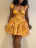 ZJKRL -  Short Sexy Women Dresses A Line High Waisted Short Summer Dress Square Collar Elegant Sweet Lady Dresses