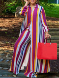 ZJKRL -  Elegant 2-piece Sets for Women Fall Winter Outfits Pants Suit with Long Shirt Blouse Full Sleeve Striped Plus Size Matching Sets