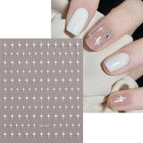 Sliver Stars Nails Stickers 3D Bronzing Laser White Cross Starlight Glossychic Y2k Stylish Adhesive Manicure Decorations SO-167