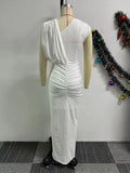 ZJKRL -  Elegant White Long Dress Silk Stretchy Ladies Sexy Dress Evenings Party Summer Floor-length Tight Dress