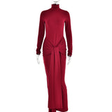 ZJKRL -  Spring Tight Fitting Bandage Party Maxi Dress Women Solid High Neck Long Sleeve Bodycon Stretch Long Club Evening Dress