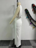 ZJKRL -  Elegant White Long Dress Silk Stretchy Ladies Sexy Dress Evenings Party Summer Floor-length Tight Dress