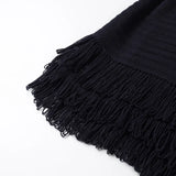 ZJKRL -  Solid Spliced Tassel To Piece Set for Women Lapel Long Sleeve Top High Waist Skirts Female Fashion Style New