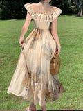New Women Fashion Elegant Casual Floral Summer Dress Vintage Chic A-Line Party Birthday Clothes Female One Pieces Vestidos Robe