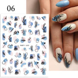 Zjkrl - 1pcs Gold iridescent Maple Leaf 3D Nail Sticker Fall Autumn Pattern Adhesive Transfer Stickers Shiny DIY Nail Art Decoration