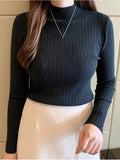 Zjkrl  -  holiday outfits  Women Cashmere Sweater Slim Soft Knitted Jumpers Mockneck Pullovers Solid T-Shirts Semi-Turtleneck Sweaters Women Winter