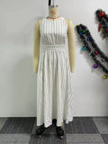 ZJKRL -  Summer Women White Casual Dress A-line Backless Dresses with Crossed Neck on Back Elegant and Youthful Sexy Dresses Stripe Print