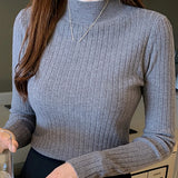 Zjkrl  -  holiday outfits  Women Cashmere Sweater Slim Soft Knitted Jumpers Mockneck Pullovers Solid T-Shirts Semi-Turtleneck Sweaters Women Winter