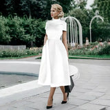ZJKRL -  Spring Autumn Satin Party Maxi Dress Women Solid Half High Neck Short Sleeve Evening Wedding Long Dress Women