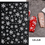 Zjkrl - Christmas Nail Sticker 3D Reflective Shiny Glitter Gold Silver Snowflake Elk Bells Decal Slider For Manicure Decoration NLLS-J24