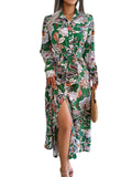 Zjkrl - Dresses For Women 2023 Autumn New Long Sleeve Lapel Color Printed Vestidos Fashion Casual Bohemian Ladies Robe Dress MsChuh