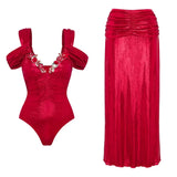 ZJKRL  -  New 3D Butterfly Decoration Sweet Girl Pink Shiny One-piece Swimsuit Set for Beauty Women