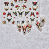Zjkrl - Gold Silver Butterfly New Bronzing High Quality Adhesive Gilded Nail Stickers Nail Art Decorations Nail Decals Design T-2559