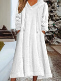 ZJKRL -  Winter Velvet Maxi Dress Women Fuzzy Fleece Hoodie Dress Casual Long Sleeve Hooded Sweatshirt Dress Sherpa Flannel Nightgowns