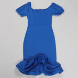 ZJKRL -  Elegant Party Dress for Women Ruffle Evening Dresses Lantern Short Sleeve Fishtail Tiered Wedding Dress Women