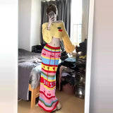 ZJKRL  -  Women Clothing Early Autumn Spicy Girl Knitted Sweater Short Top High Waist Slimming Maxi Skirt Set Two Piece Sets Women Outfits