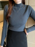Zjkrl  -  holiday outfits  Women Cashmere Sweater Slim Soft Knitted Jumpers Mockneck Pullovers Solid T-Shirts Semi-Turtleneck Sweaters Women Winter