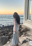 ZJKRL -  New Summer French Fashion Women Spaghetti Strap Elegant Long Mermaid Ruffles Dresses Evening Party Prom Clothes
