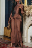 ZJKRL -  Spring Tight Fitting Bandage Party Maxi Dress Women Solid High Neck Long Sleeve Bodycon Stretch Long Club Evening Dress