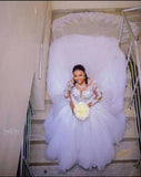 Zjkrl  -  Beaded Bridal Cathedral Lace Appliqued plus size dress empire Ball Gown wedding dress robe de mariage Wedding Dresses