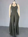 ZJKRL -  Elegant Formal Jumpsuits Women Halter Neck Full-length Jumpsuit Sexy One-piece Outfit High Waist Female Sleeveless Long Jumpsuit