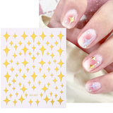 Sliver Stars Nails Stickers 3D Bronzing Laser White Cross Starlight Glossychic Y2k Stylish Adhesive Manicure Decorations SO-167