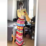 ZJKRL  -  Women Clothing Early Autumn Spicy Girl Knitted Sweater Short Top High Waist Slimming Maxi Skirt Set Two Piece Sets Women Outfits