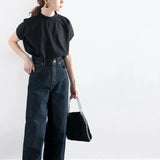 Zjkrl  -  Summer New T Shirt Women Half High Collar Short Sleeve Loose Pullover Tee Japanese Simple Solid All-match Casual Tops