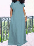 ZJKRL -  Women's Dresses Plus Size Backless V Summer Straight Dresses Maxi Length Elegant Denim Clothes Dress