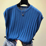 Zjkrl  -  holiday outfits Women Knitted Loose T-shirts O-Neck Casual Tees Tops Summer For Women Solid Short Sleeve Bottoming Shirts