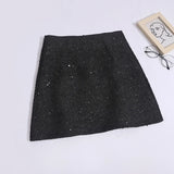 Zjkrl  -  Women Office High Waist A-line Tweed Skirt Party Mini Slim Skirt Chic Shiny Slim Skirts For Women Spring Summer