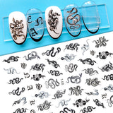 Zjkrl - Black Snake Nail Stickers Decals Gothic Halloween Design Adhesive Sliders for Nail Art DecorationTattoo Manicure Dropshipping