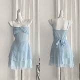 New Slim Spaghetti Strap Sexy Dress Solid Color Ruffles Summer Dress Casual Slip Dresses For Women
