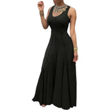 ZJKRL -  New Casual Ruffle Maxi Dress Women Solid Tank Sleeveless O Neck Party Wedding Club Holiday Business Long Dress Women