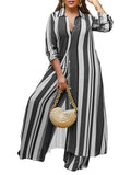 ZJKRL -  Elegant 2-piece Sets for Women Fall Winter Outfits Pants Suit with Long Shirt Blouse Full Sleeve Striped Plus Size Matching Sets
